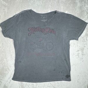 Vinyl Icons Motley Crue Too Fast For Love Motorcycle Heavily Distressed Shirt L